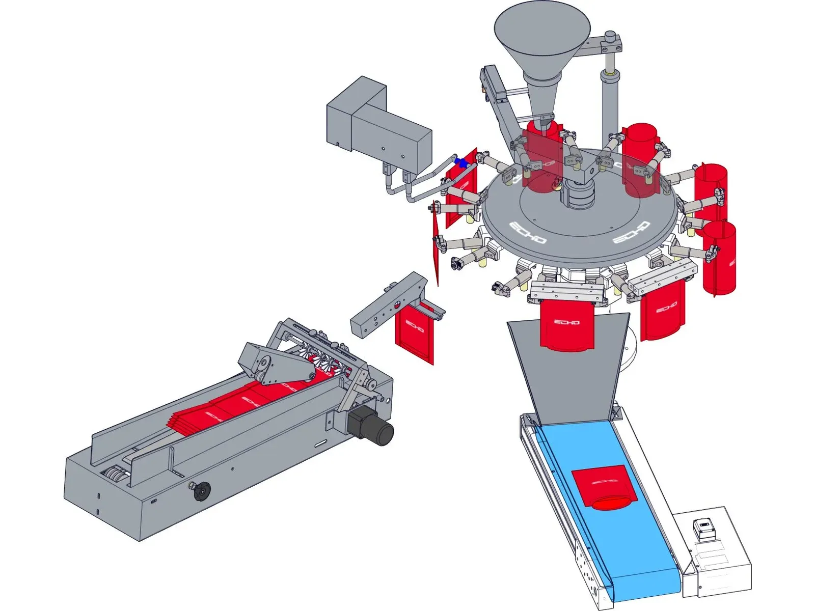 MR9-300R bag feeding layout (horizontal bag magazine)